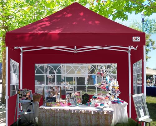 Image of ABCCANOPY Pop up Canopy Tent with Elegant Church Window 10X10,Burgundy