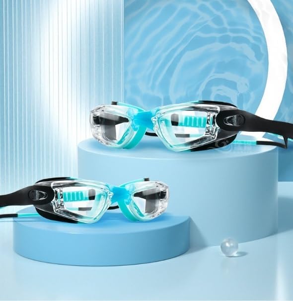 Professional Waterproof and Anti-fog Swimming Earplugs Electroplated Goggles Silicone