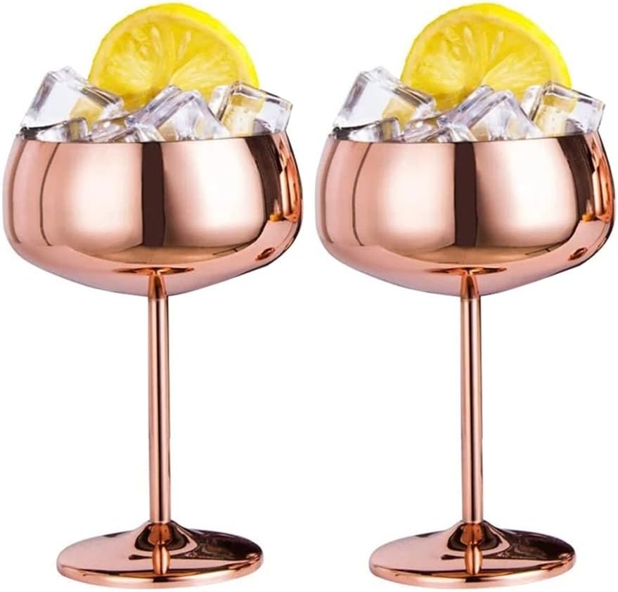 Champagne Glasses Set of 2 Stainless Steel Vintage Martini Cocktail Glass Wine Goblet