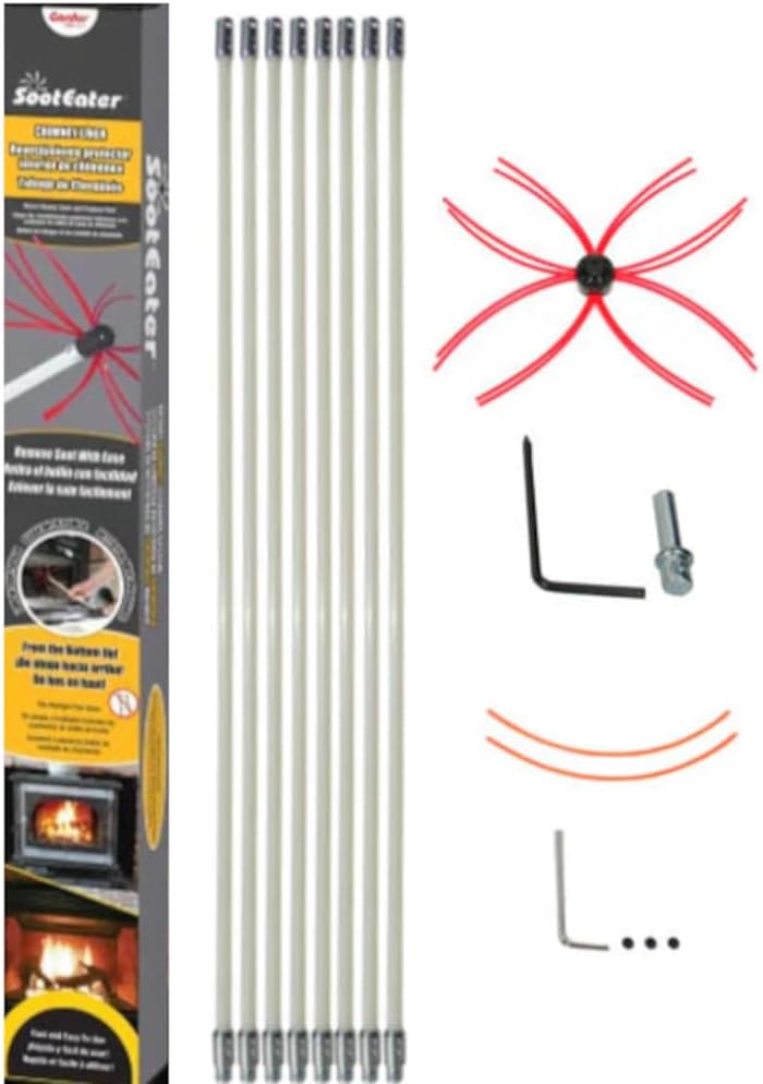 SootEater Rotary Chimney Cleaning System with 24 ft. Flexible White Rods