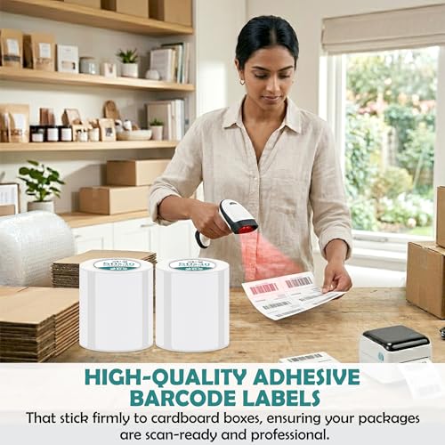 Image of GLUN 50x30mm Direct Thermal Labels Roll, 200 Smudge-Free Barcode & Shipping Sticker Labels for Thermal Printers, Price Tag Labels for Ecommerce, Retail Store & Office Use