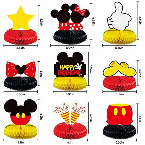 9 Pcs Mickey Honeycomb Centerpieces 3D Table Decorations For Kids Mouse Birthday Theme Party Decoration Double Sided Party Favor Supplies Photo Booth Props #TOP1