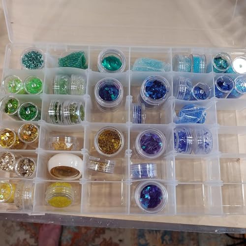 Image of ZOENHOU 8 Pack 36 Grids Plastic Bead Organizer Container with Adjustable Dividers, 4 Colors Plastic Jewelry Organizer Storage Box for Bead Earring Fishing Hook Art Crafts