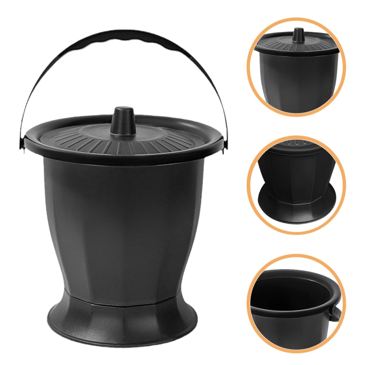 Inodoro Portátil para Adultos Negro, Pp, Tapa, Ligero Antideslizante