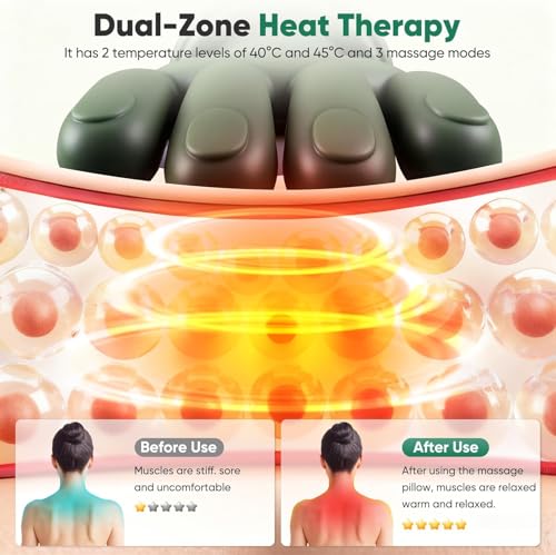 Image of Bionic Heated Massager, Wireless Portable Shiatsu Neck and Back Massager, Electric Deep Tissue 4D Kneading Massage, Simulated Human Hand Design for Pain Relief and Muscle Relax