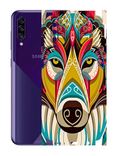Image of AtOdds - Samsung Galaxy A30s Mobile Back Skin Sticker - Lamination - Rear Screen Guard Protector Film Wrap (Coverage - Back+Camera+Sides) (Design - Mighty Wolf)