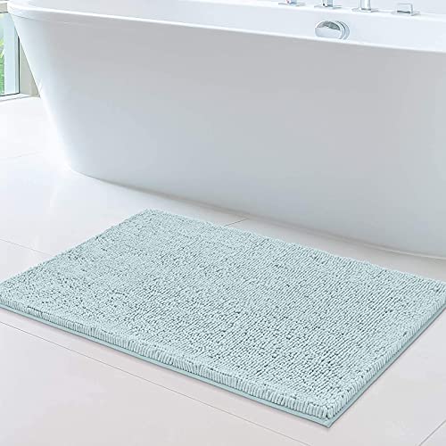 Mayshine Chenille 24X39 Inches Non-Slip Bathroom Rug Shag Shower Mat Machine-Washable Bath Mats Spa Blue And Area Rug Gripper Pad (24X36 Inches), 2 Item Bundle #TOP1