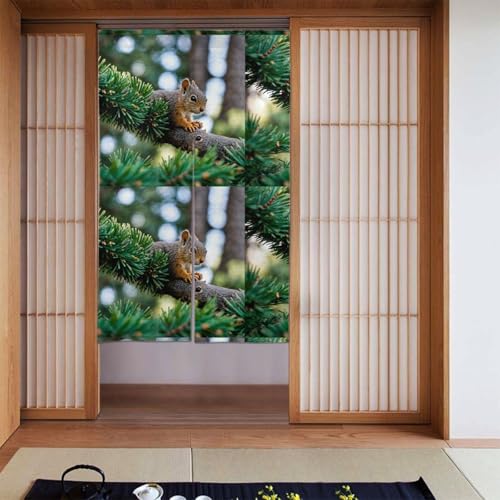 YYHHAOFA Cortina de puerta con patrón de recolección de ardillas, protección de privacidad adecuada para cocina, baño, habitación, 86 x 142 cm