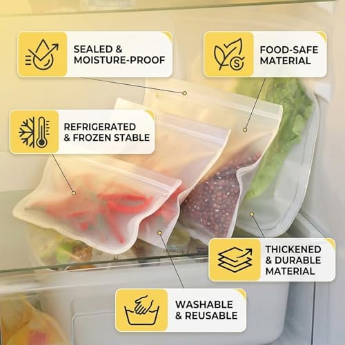 Bolsas reutilizables para refrigerios y congelador con cierre hermético pack de 8 5