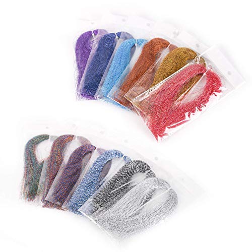 M Maximumcatch Maxcatch Crystal Flash Fly Tying Materials Flashabou Tinsel Fishing Flies Making Kit 12 Colors (Set B) #TOP4