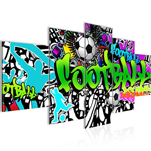 Runa Art - Bilder Fussball Graffiti 200 x 100 cm 5 Teilig XXL...