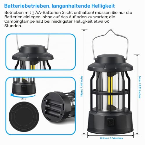 Guijiyi 2 Stück LED Campinglampe Tragbar, Camping Laterne Batteriebetrieben Campinglampe, IPX4 Wasserdicht Campinglaterne… – Ansicht 4