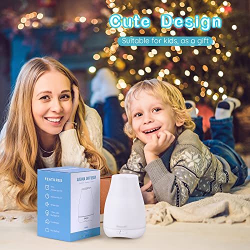 Homeweeks Diffusers, 100ml Colorful Essential Oil Diffuser with Adjustable Mist Mode, Auto Off Aroma for Bedroom/Office/Trip (100 ML 1 Pack) - Image 3