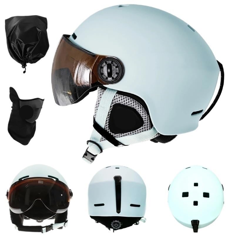Casco de esquí for hombre y mujer, ventilado, refrigerado, ajustable, ajuste , máxima comodidad for esquiar y hacer snowboard, deportes de invierno, confiable.(Baby Blue Helmet,M (54-56cm))