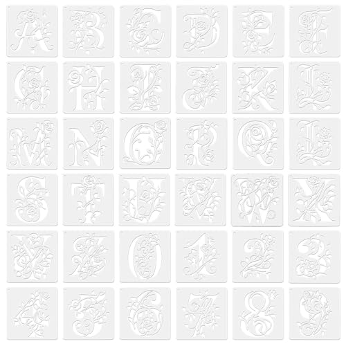 TONGIHS 36 Pièces Pochoirs de Lettres, pour la Peinture, Blanc