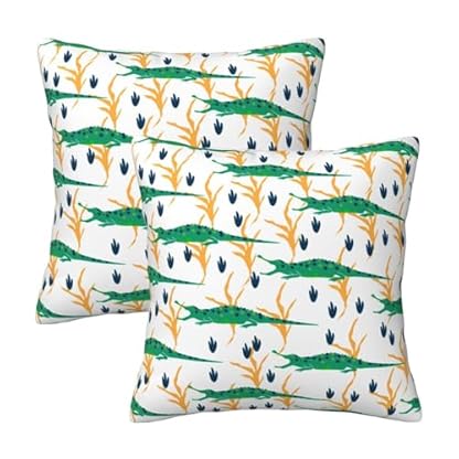 2 Stücke Dekokissen Alligator-Druck Kopfkissenbezug Reißverschluss Zierkissenbezüge Bedruckt Throw Kissenbezüge Für Sofa, Auto, Cafe, 45X45Cm
