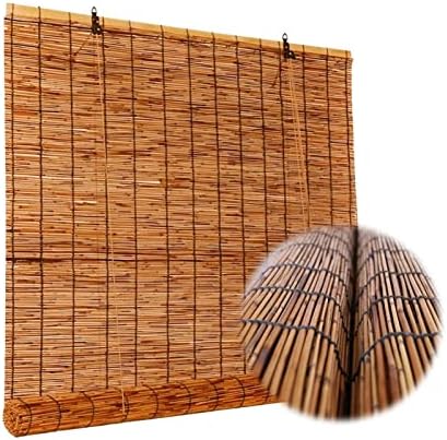 Bamboo Shades Outdoor Blinds 26" 32" 34" 42" 58" 62" 71" 72" 76" Wide Reed Curtain for Patio Cordless Rattan Blinds for Windows Roman Roller Shades Brown Bamboo Roll Up Blinds (Size : 58" x 64")