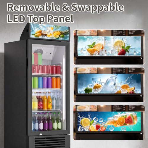 Image of Erivess 6 Cu.Ft Commercial Refrigerators with Double-Tempered Glass Door | Beverage Display Fridge with 7 Level Temp, Merchandiser Drink Fridge with LED Light & Locking Caster for Bar Restaurant Shops