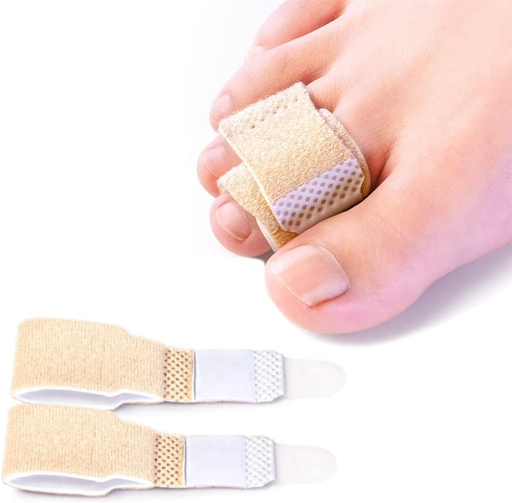 Nylon 2Pcs Hammer Toe Straightener, Broken Toe Wraps,Toe Cushioned Bandages,Hammer Toe Splints For Correcting Hammer Toes, Broken Toes, Crooked Toes & Overlapping Toes Foot_Drop,Free Size