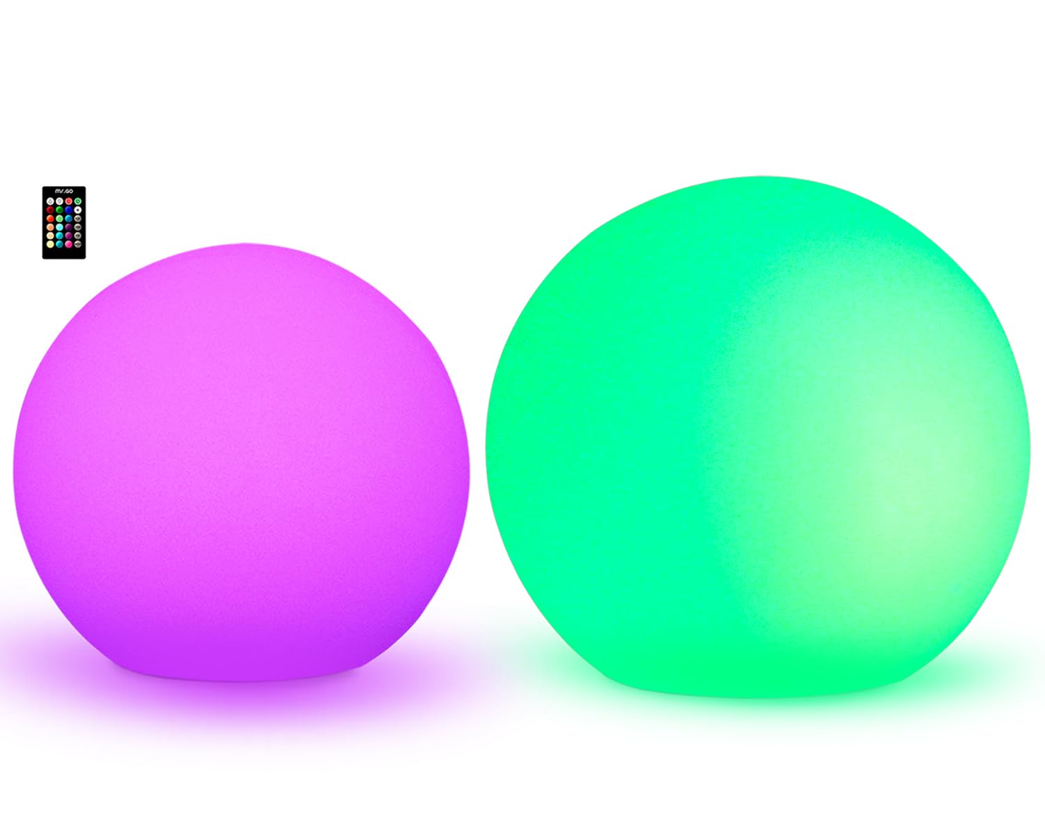 Mr Go 16-inch LED Ball Light and 20-inch LED Ball Light Bundle Remote Control 16 RGB Colors 4