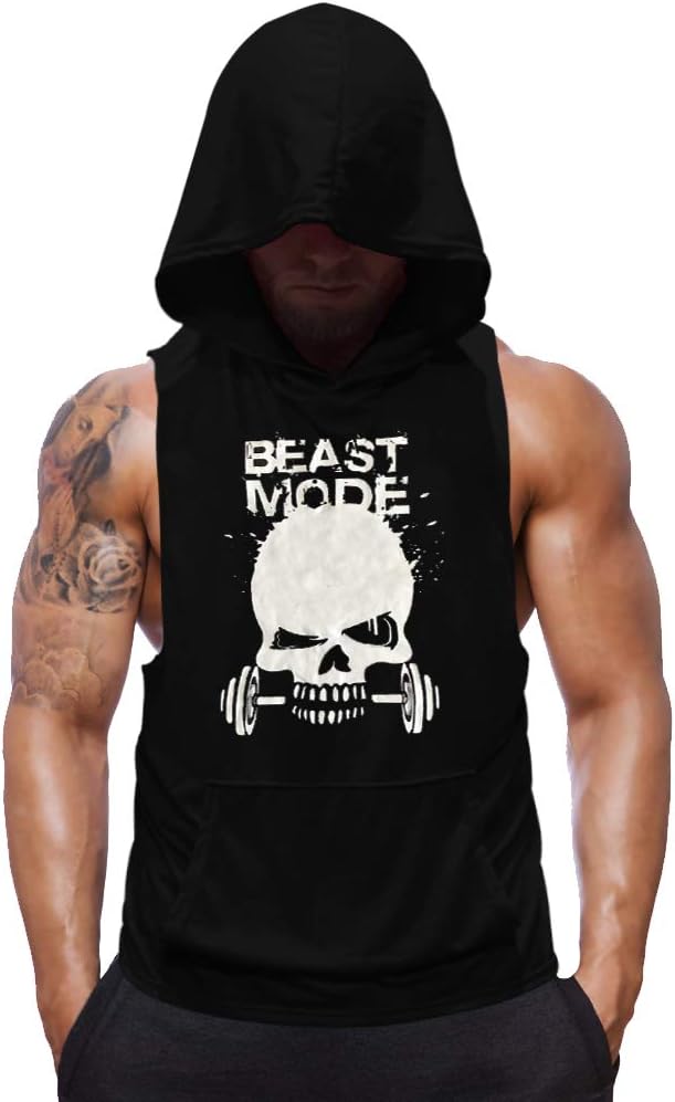 Mens Skull Print Sleeveless Fitness Vest Bodybuilding Stringers Workout Tank Tops