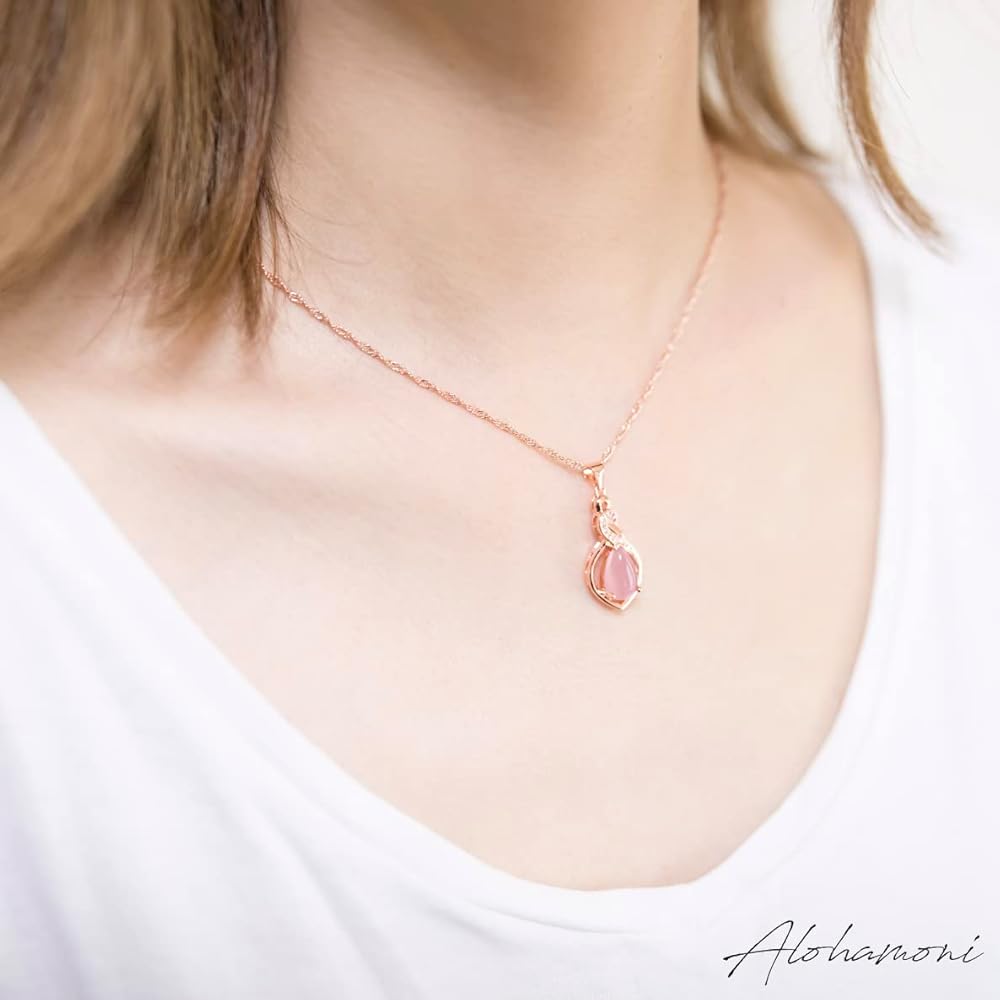 Amazon | ALOHAMONI (アロハモニ) ピンクオパール ネックレス
