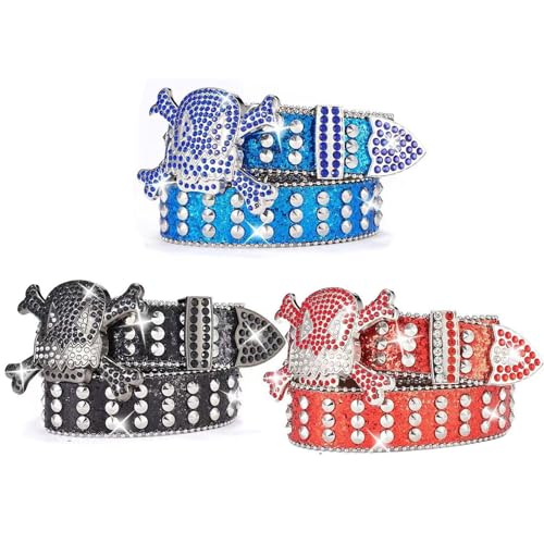 Girl Punk Skull Waistband Crystal Buckle Belt For Jeans Dress Nightclub Girls Modern Jeweled Waistband3