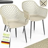 tillvex® Gartenstuhl 2er Set Wetterfest mit Armlehne | Outdoor Stühle bis 120kg belastbar | Gartenstühle UV-beständig...