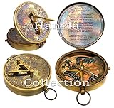 Finish: Antik-Optik Hanzla Collection Vintage Messing Sonnenuhr Marine Nautisch Richtungszirkel Antik Taschen-Sonnenuhr