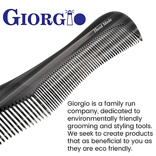 Giorgio G65 Contour Comb - 8.5" Fine Tooth Comb And Wide Tooth Comb For Thick And Thin Hair Styling - Grooming Hair Combs For Men, Combs For Women, And Kids - Saw Cut Barber Comb, Handmade Hair Comb, And Hand Polished For Everyday Hair Care #TOP4