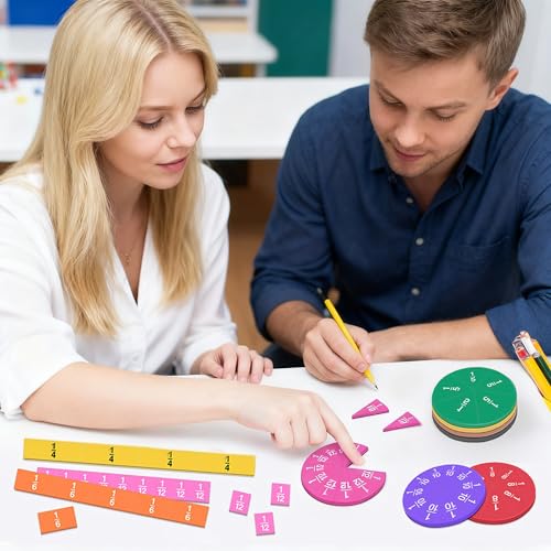 Meetory 134 Stück Magnetic Fraction Tiles Bruchrechenkreise, Rechnen Lernen, Bruchrechenteile Math Manipulatives, Einschulungsgeschenke for School Bildungsressourcen Bildungskit Erwachsene