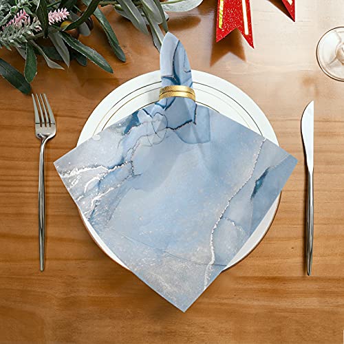 Xigua 6 Pack Abstract Marble Blue Cloth Napkins For Dinner Table Decorative Napkin 20 Inch Washable For Indoor/Outdoor Party Restaurant Everyday Use #TOP1
