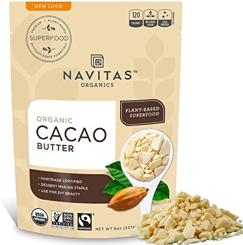 Navitas Organics Cacao Butter, 8 Ounce โ Organic, Non-GMO, Fair Trade, Gluten-Free