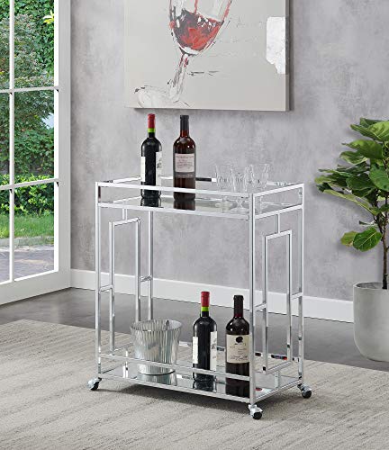 Convenience Concepts Town Square Bar Cart, Clear Glass/Mirror/Chrome #TOP2