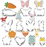 Elementos de Pascua, 11 formas diferentes: conejo, cabeza de conejo, pollito, zanahoria, huevo, mariposa, flor, etc.