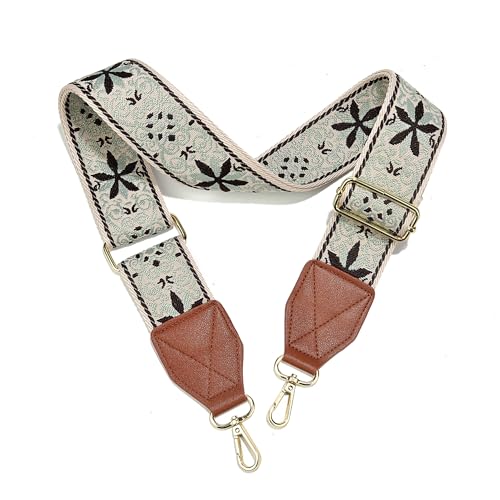 Image of LEMEDE Purse Strap,2 inch Leather End Shoulder Strap Adjustable Replacement,Retro Jacquard Multi-pattern Crossbody Bag Straps