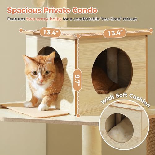 Árbol para Gatos de Madera 56.3 Pulgadas Moderno Beige miniatura 5