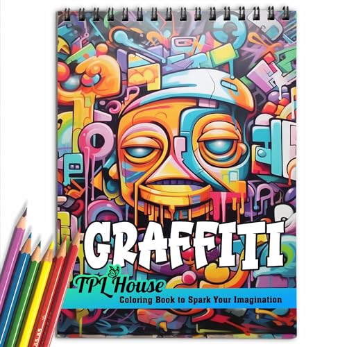 Livre de coloriage graffiti TPLHOUSE avec 30 pages street art à spirale
