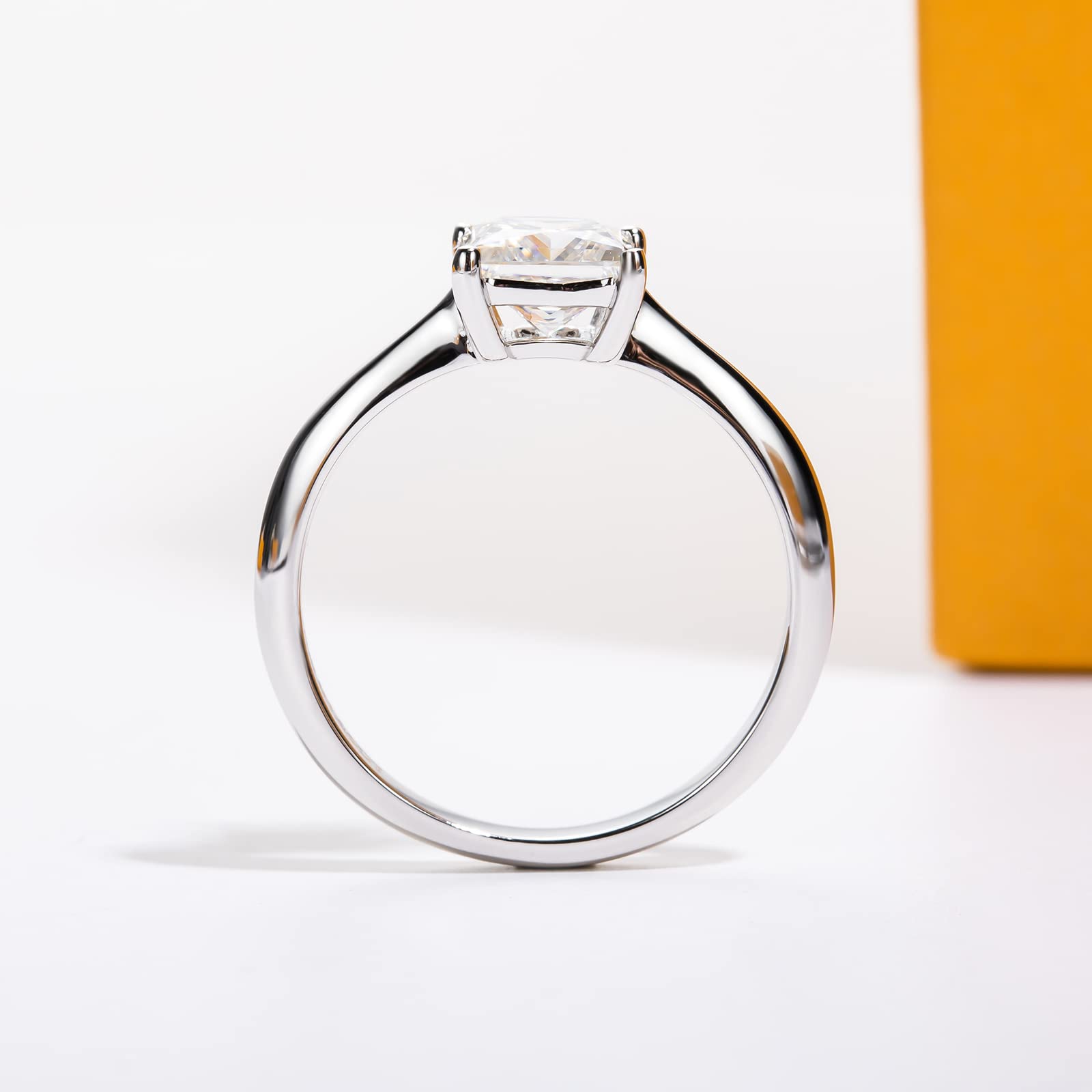 Anillos de compromiso de moissanita de corte princesa 1.2/2.524cttw Color D VVS1 Clarity Moissanite Diamond 925 Plata de ley Solitario Promesa Anillos de boda para mujeres con certificado, 8