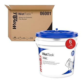 Kimberly-Clark 06001 White KIMTECH WETTASK Wipers for Solvents, 12" W x 12.5" L Pack of 6