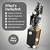 COOK WITH COLOR 14 Pieces Kitchen Knife Block Set, Knives for Kitchen, Forged Cutlery with Razor-Sharp High Carbon Steel Blades, Magnetic Block