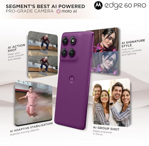 Image of Motorola Moto Edge 60 Pro 5G Ai (Tmobile Mint Tello & Global) (512GB+12GB) NFC 50MP Triple Cam Dual Sim 6.7 inch XT2507-1 Latino American Version (Pantone Sparkling Grape)
