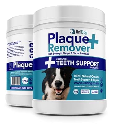UniDog Plaque Remover Plus 175g for Dogs | All Natural Plaque Off & Tartar Removal | Healthy Gum, Breath and Teeth Support for Pets | Just Add to Food No Need for Dog Toothpaste or Dog Toothbrush