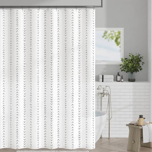 jinchan Black and White Boho Shower Curtain Herringbone Zig Zag