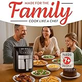Gourmia Digital Air Fryer – 7 QT, FryForce 360° Technology, 10 Presets, Guided Cooking Prompts, Auto Shut-Off, Dishwasher Safe Basket, 1500W, black/Stainless Steel