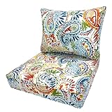JMKaixin Outdoor Seat/Back Deep Chair Cushion Set for Patio Furniture - Lounge Chair Cushions with Zipper - Water-Resistant Patio Chair Cushions 24x24