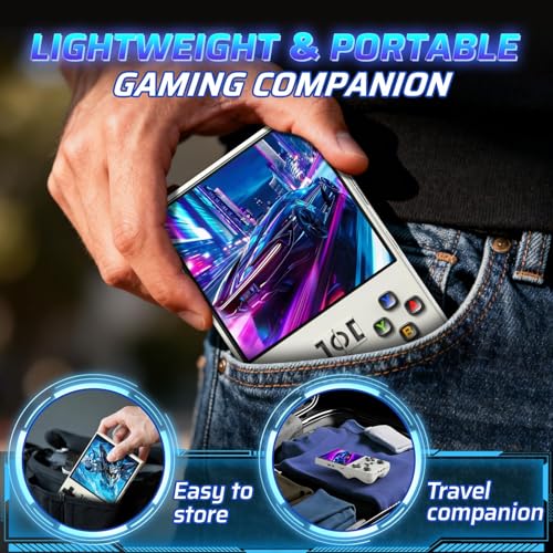 Image of R36MAX Retro Handheld Game Console, 4.0 Inch IPS HD Screen Portable Retro Gaming Console, 1.5GHz CPU Support 30+ Emulator Console Video Game Console, 4000mAh Battery (64GB White)