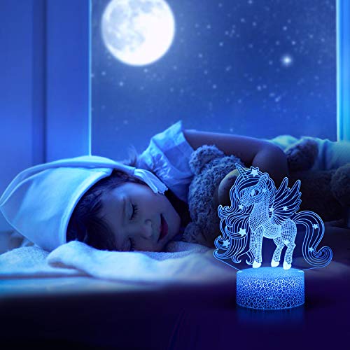 Nice Dream Unicorn Night Light For Kids, 3D Illusion Lamp, 16 Colors Changing With Remote Control, Room Decor, Gifts For Children Boys Girls #TOP5