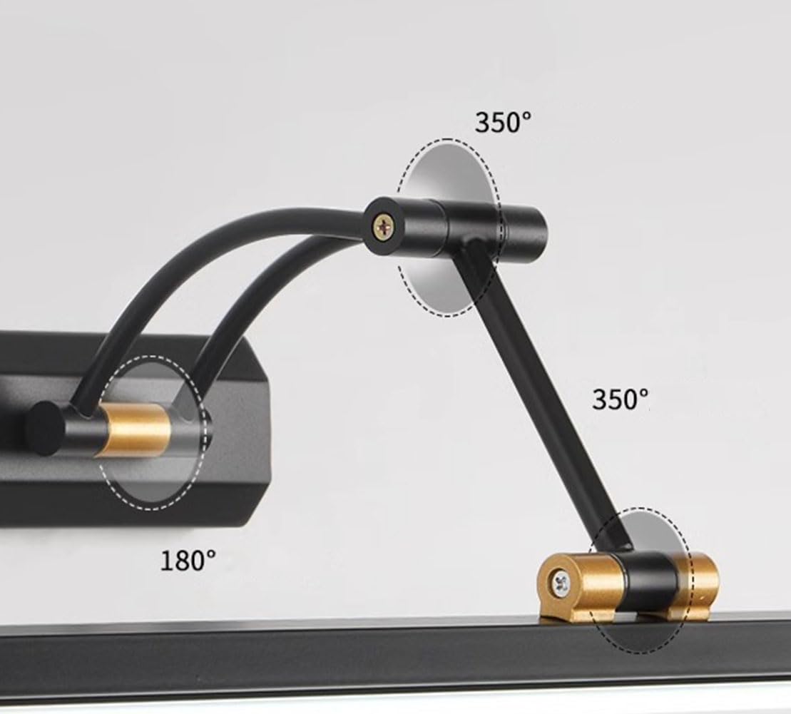 LED Spiegellampe Bad Drehbare Wandleuchte 15W 60CM 3 Helligkeitsstufen Badezimmer Spiegelleuchten 3000k/4500k/6000k Wandlampe mit Schwenkbar Lampenkopf Leseleuchten für Hotel Restaurant