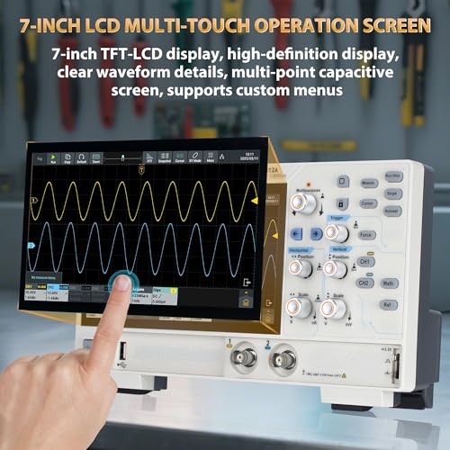 Image of OWON Digital Oscilloscope ADS812A 100MHz Bandwidth 12bits Lab Oscilloscope 1.25GSa /s Sample Rate with Dual Channel 50M Memory Depth 7 inch LCD Display(100MHz /2CH /ADS812A)